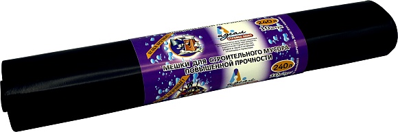Мешки мусорные 240л 88х140см (90) В рулонах (Стройка Люкс, по 10 шт) Идеал (х1/10) [упаковка]