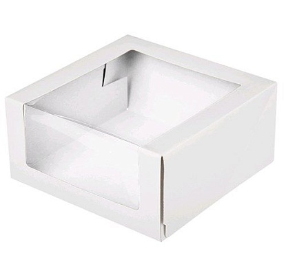 Коробка картонная для торта 225х225х110мм КТ110 С окном, самосборная цвет Белый (х1/50)