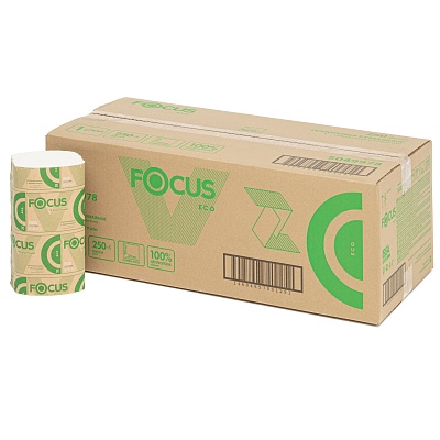 Полотенца бумажные в листах 20.5х23см Focus Eco 1 слойные, V сложение, H3, 250 шт. 5083742 (х1/15)